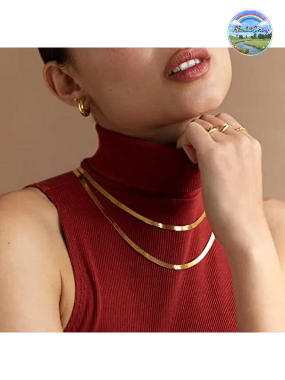 22K Gold Plated Sterling Silver Herringbone Chain Necklace Unisex